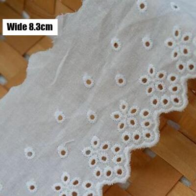 Hvid bomuldsbroderi blomst blonder stof trim bånd diy syning brude applikation krave guipure kjole bryllup indretning: Hvid 4