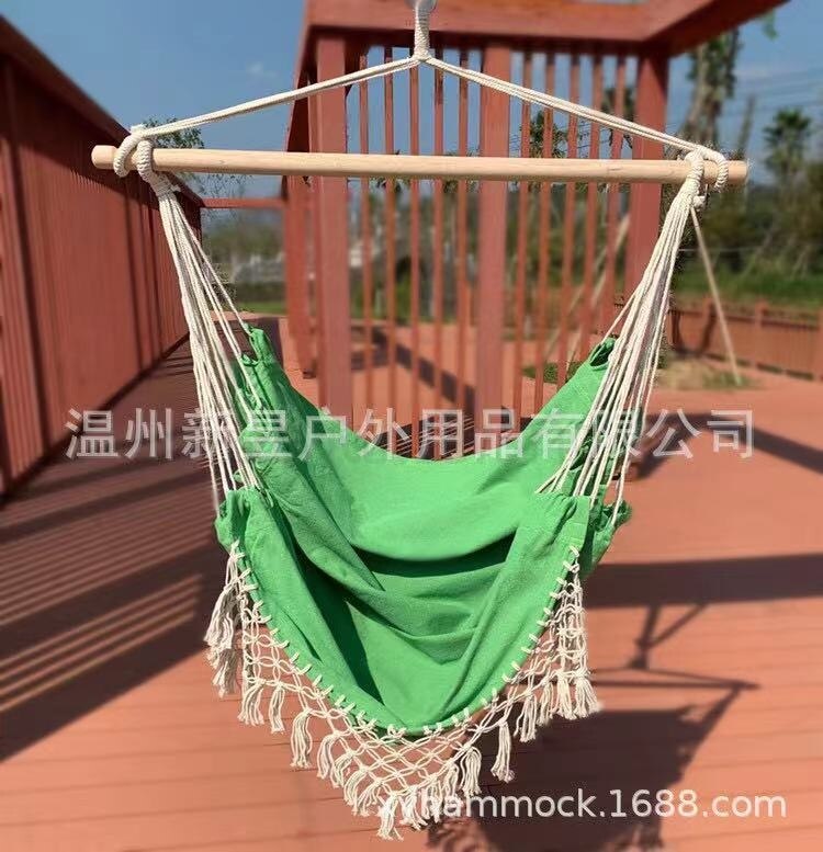 Chaise hamac suspendue style bohémien avec support en bois, extérieur, maison, jardin, dortoir, balcon