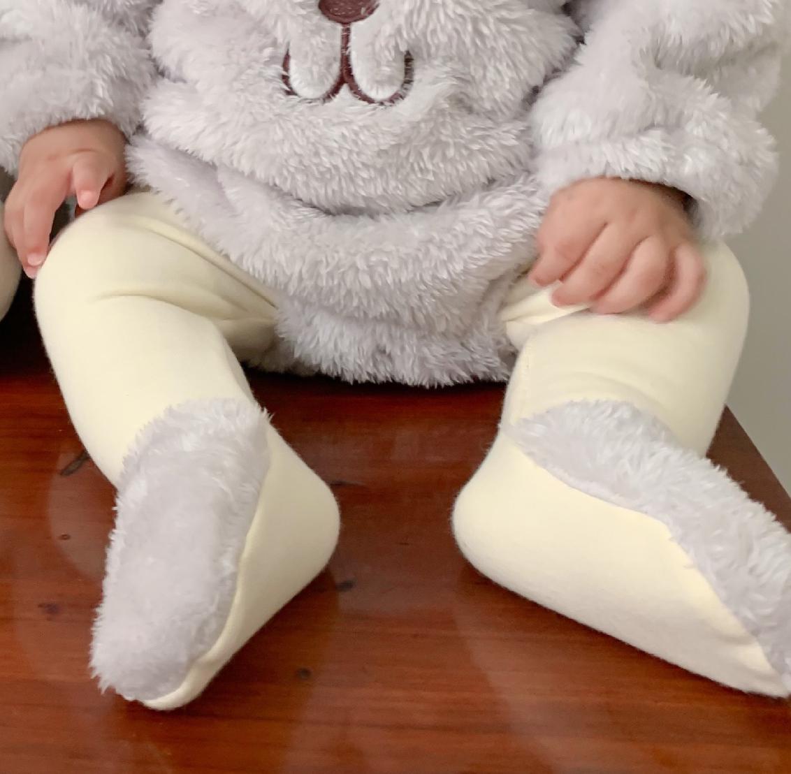 Babybody efterår vinter lammeuld spædbarn baby drenge piger tegneserie bjørnetøj tyk varm spædbørn jumpsuit baby kostumer: Ycm 254 grå strømpebukser / 24m