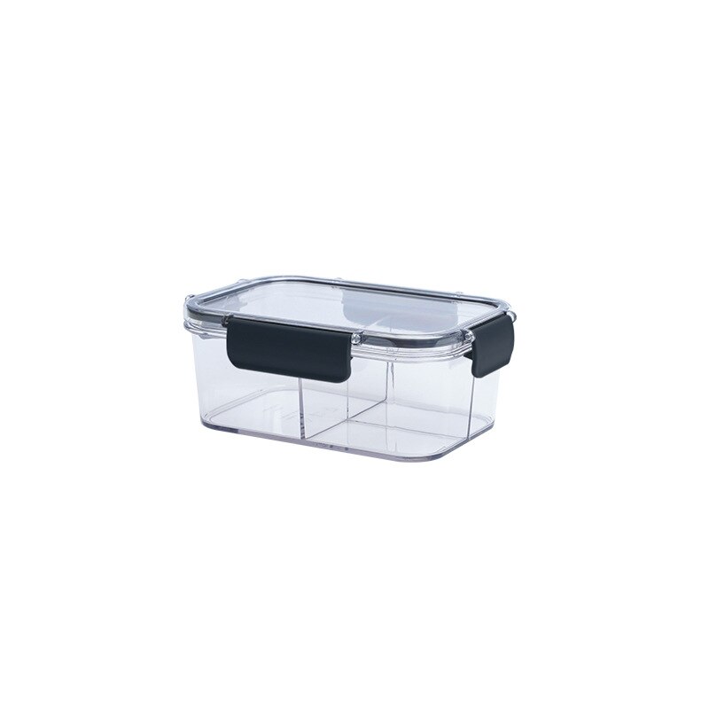 Lock Sealed Refrigerator Fresh-keeping Box Food Storage Cans Classification Storage Boxes Can Be Stacked with Sealed Cans: 3grid 800ML