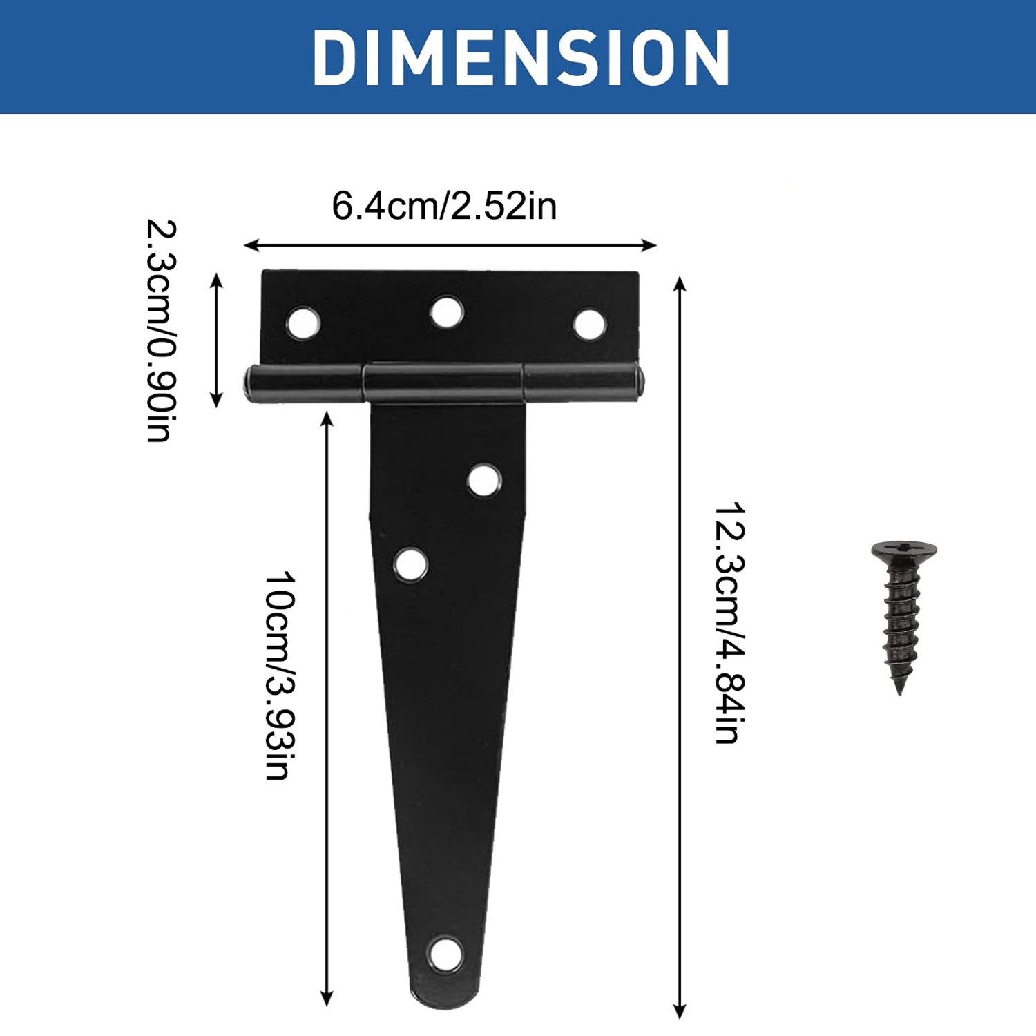 4 stuks zware t-band deurscharnieren, roestvrij smeedijzeren, roestvrije kastscharnieren voor kledingkasten, meubeldeuren.