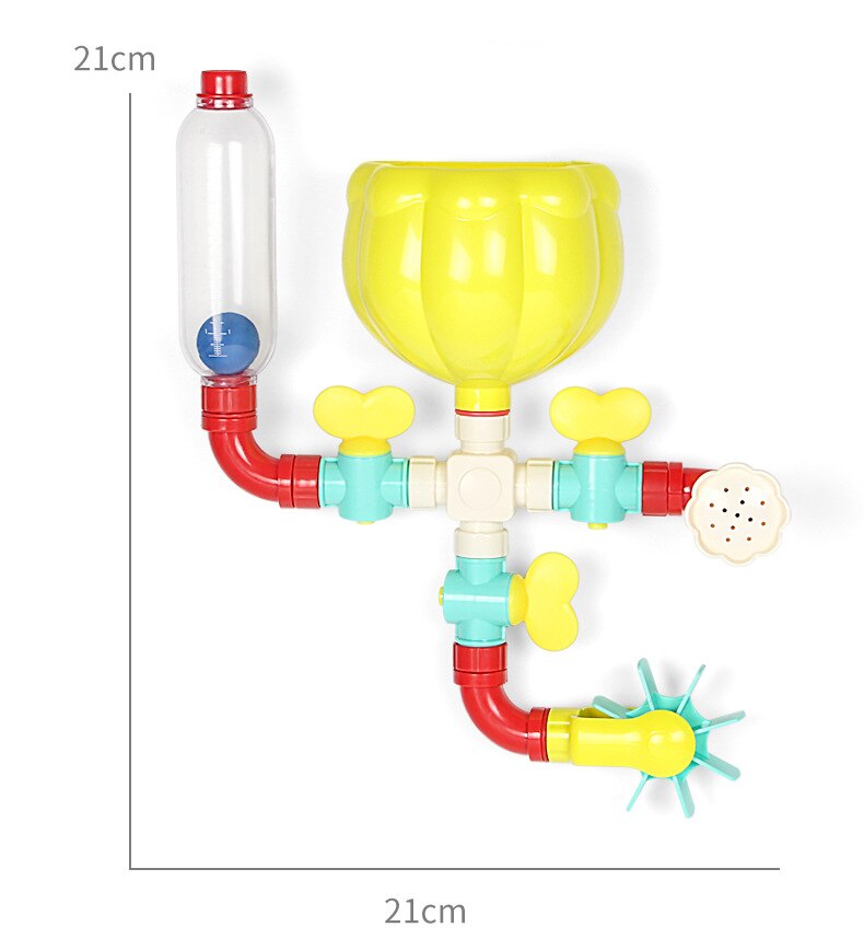 Baby Bath Toys Kids Bathroom Shower Head Toys DIY Blocks Water Pipe Faucet Educational Windmill Toy With Suction Cups For Child