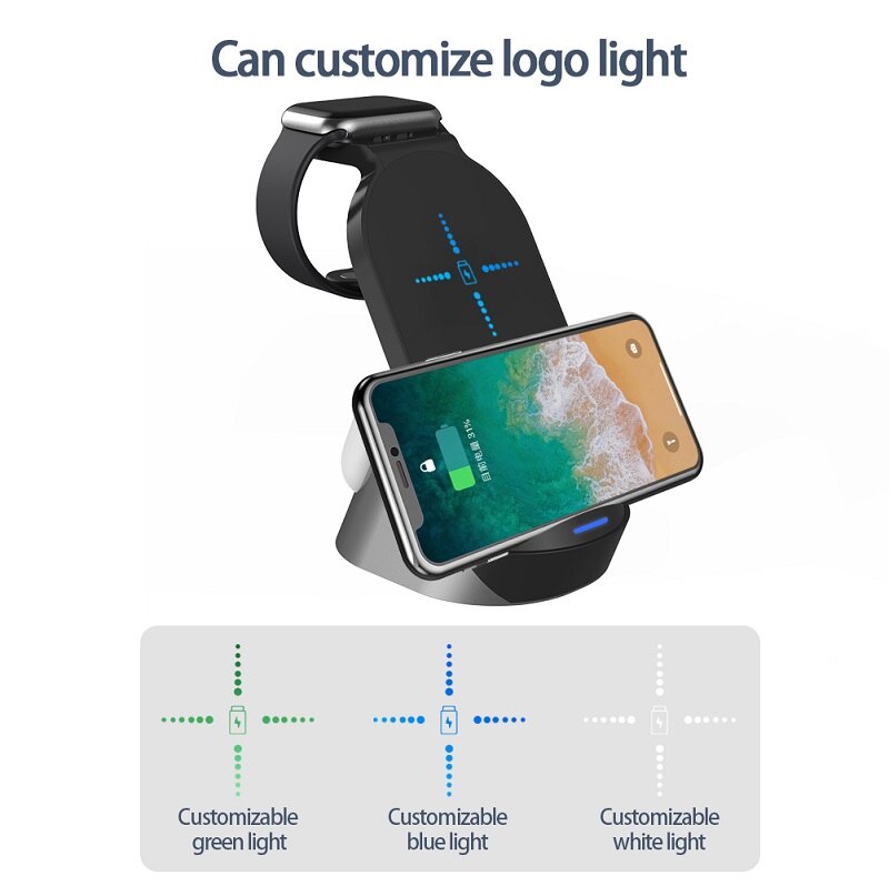 Timess Trending 3IN1 Wireless Charging For Mobile Phone Watch Earphones Vertical Wireless Charger Stand