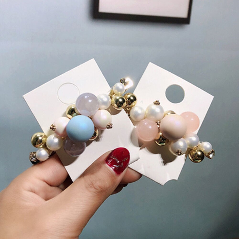 Geometric Hairpin - Imitation Pearl & Rhinestone - Trendy Korean Sweet Style - Women's Hair Accessories