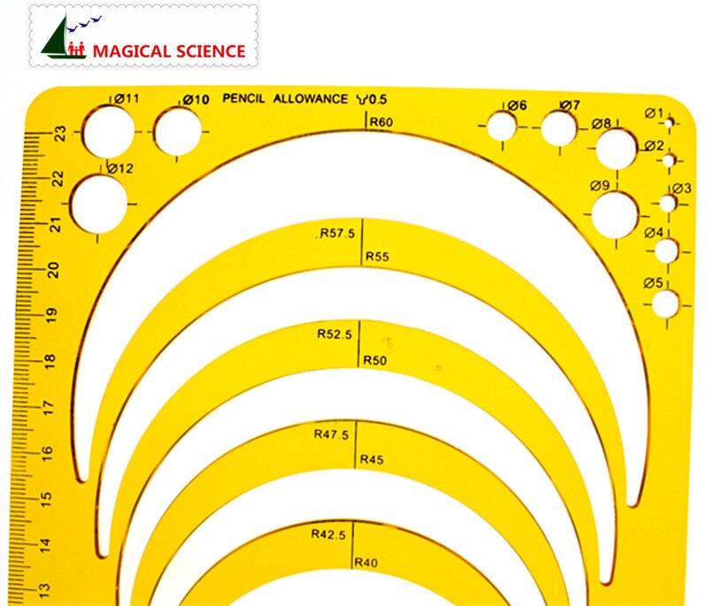 Radius template Semicircle drawing ruler plastic jewelry building templates Flexible JSH4356