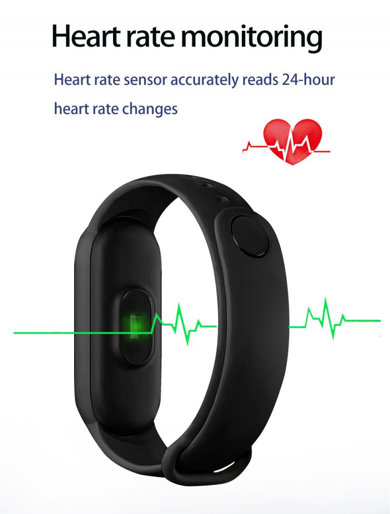 M5 smarta sportband fitness tracker stegräknare pulsmätare blodtrycksmätare bluetooth smartband armband stegräknare fitness