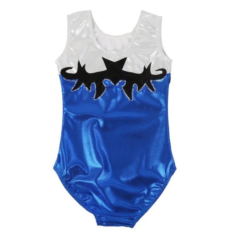 Kids Grils one-piece Gymnastics Dance Ballet Dress Radium Color Diamond Color Sleeveless Body Suit Practice Clothes: Blue / 160cm