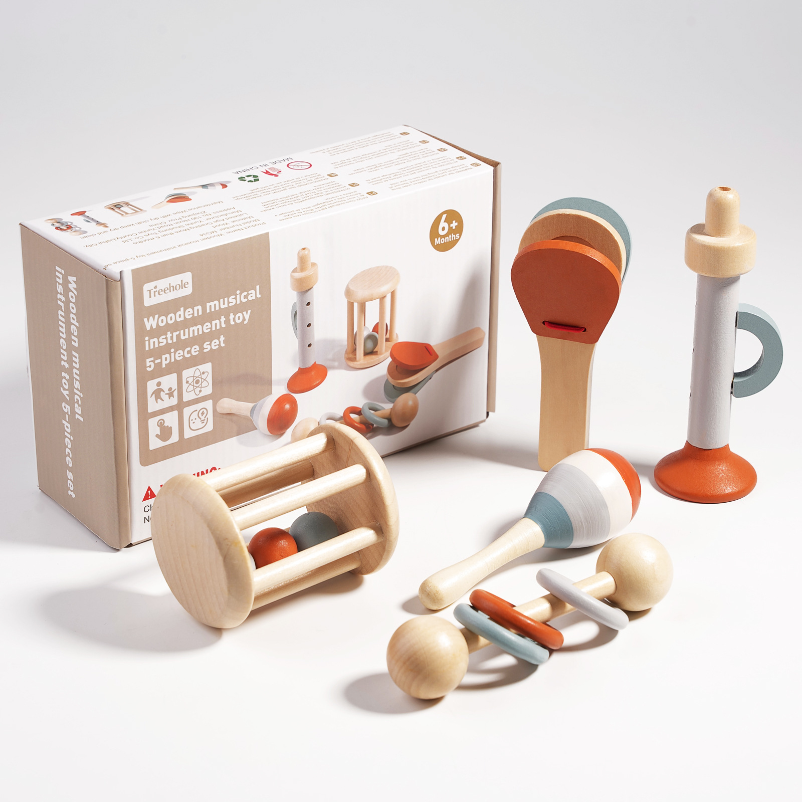 Baby-Musikinstrumente, Montessori-Holzspielzeug, Percussion-Xylophon-Set für Kleinkinder, pädagogische im Vorschulalter: Blau