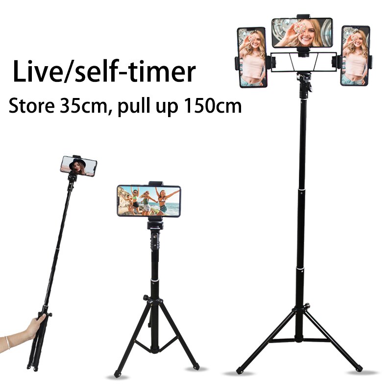 Mobil stativ telefon stant stativ foto live udsendelse smartphone stativ lommelygte støtte montering stativ adapter til android