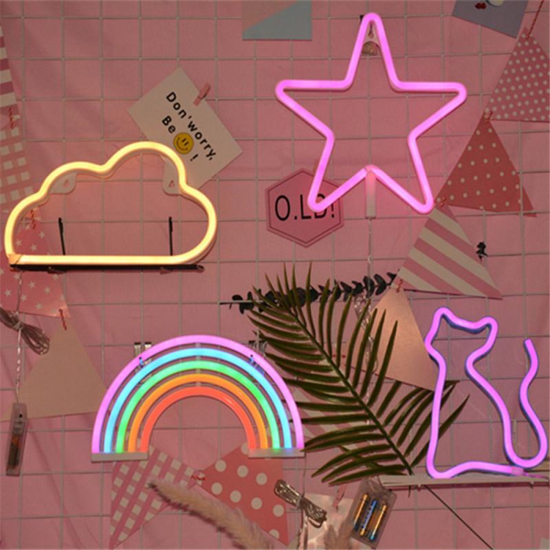 Led Neon Licht Muur Opknoping Kleurrijke Regenboog Neon Teken Voor Kamer Home Party Bruiloft Decoratie Xmas Neon Lamp
