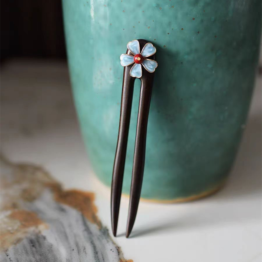 Palillos chinos simples para el cabello, horquillas de madera en forma de U para el cabello para mujer, accesorios para hacer moños, tocados de Retro: Con recubrimiento de titanio