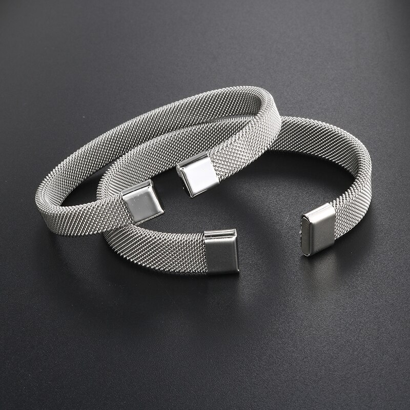 Trendy Vergulde Mesh Rvs Open Manchet Armbanden Man Vrouwen Sportieve Armbanden Sieraden
