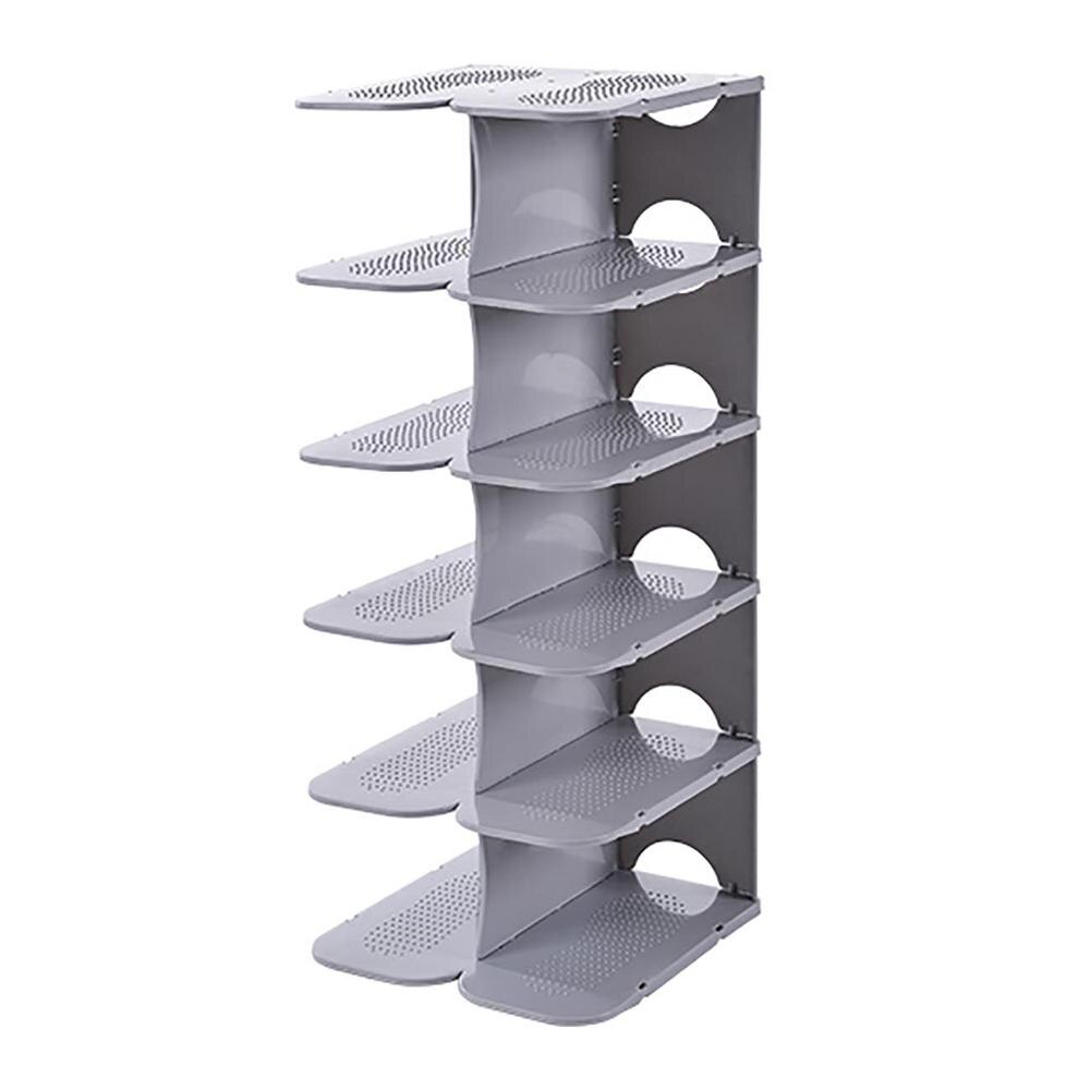 5 Layers Separatable Plastic Shoe Rack Shelf Shoe Organizer Furniture Shoes Storage Cabinets Bedroom Storage Shelf: Light Grey