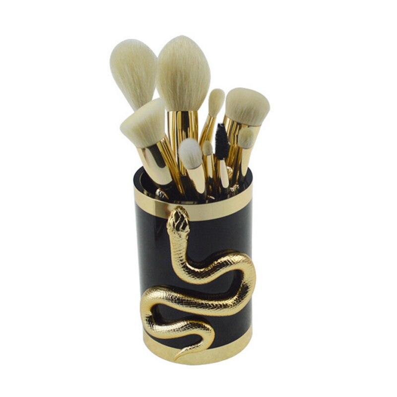 Luxe 10 -delige set make-upkwasten in goud en zilver, koffer, cosmetica, make-uptool, make-upkwastenemmer, opbergdoos: Gouden set