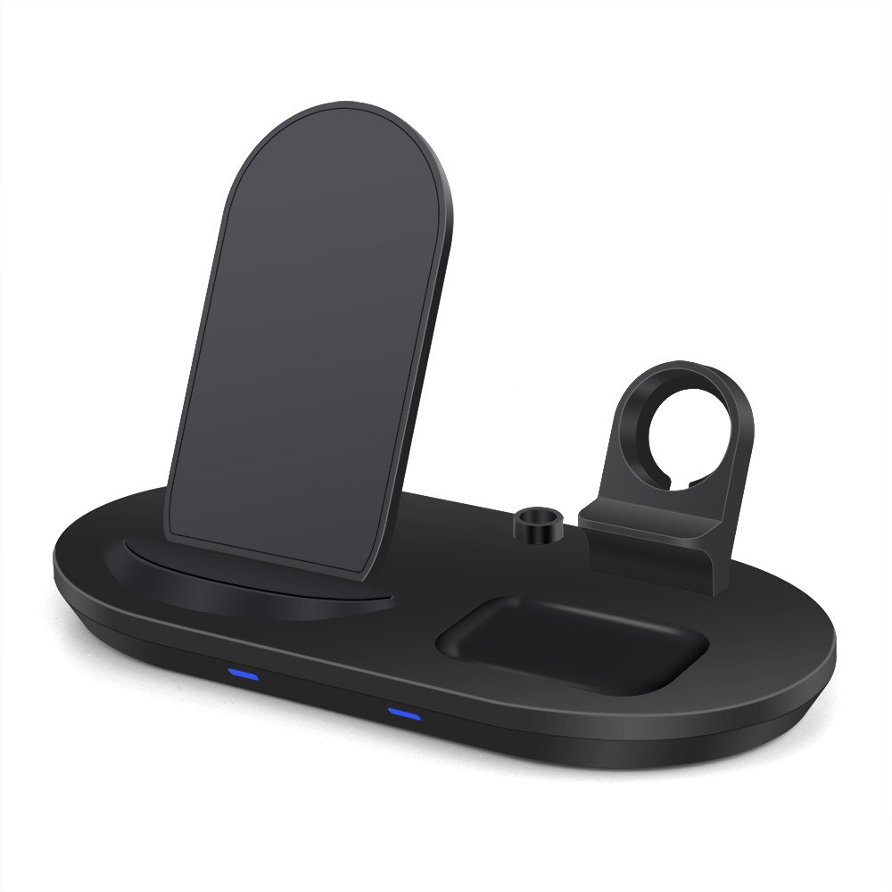 15W 3 in 1 Wireless Charger Dock Station For iPhone 12 11 XS XR X 8 AirPods Pro iWatch Apple Watch 6 SE 5 4 3 Qi Charging Stand: Stand Black