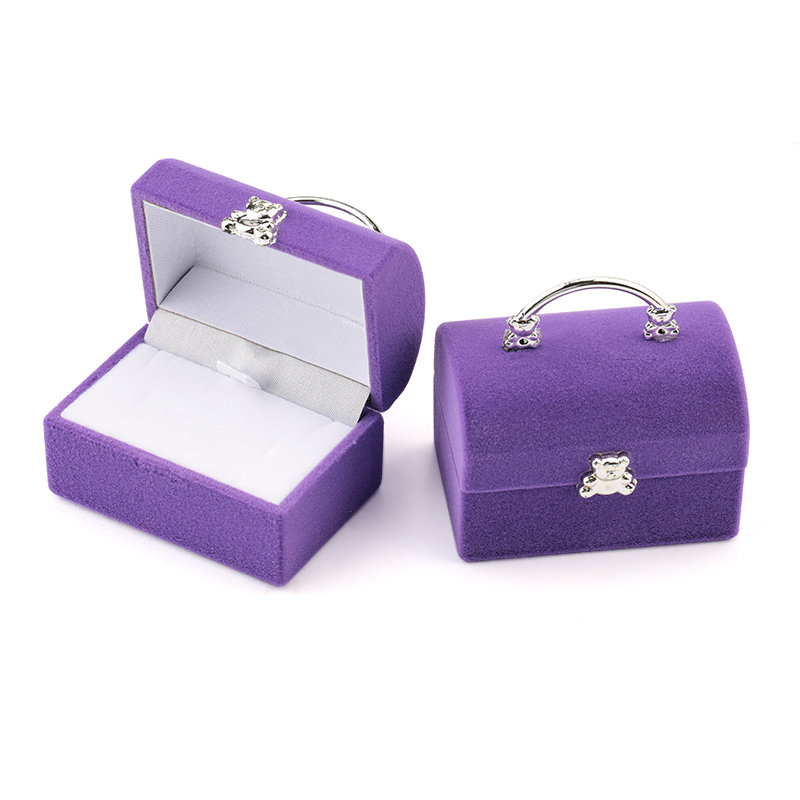1-teilige kleine Schmuckschatulle aus Samt für Eheringe, Halsketten-Displaybox, niedlicher Bär, Geschenkbox, Behälter für Schmuckverpackungen: Grün