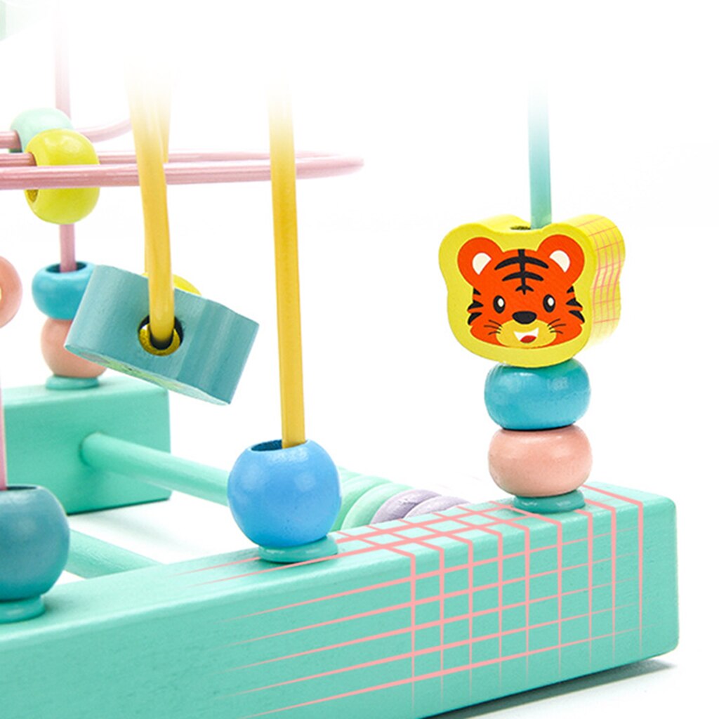 Wooden Fruit Bead Maze Activity Cube Early Educational Abacus