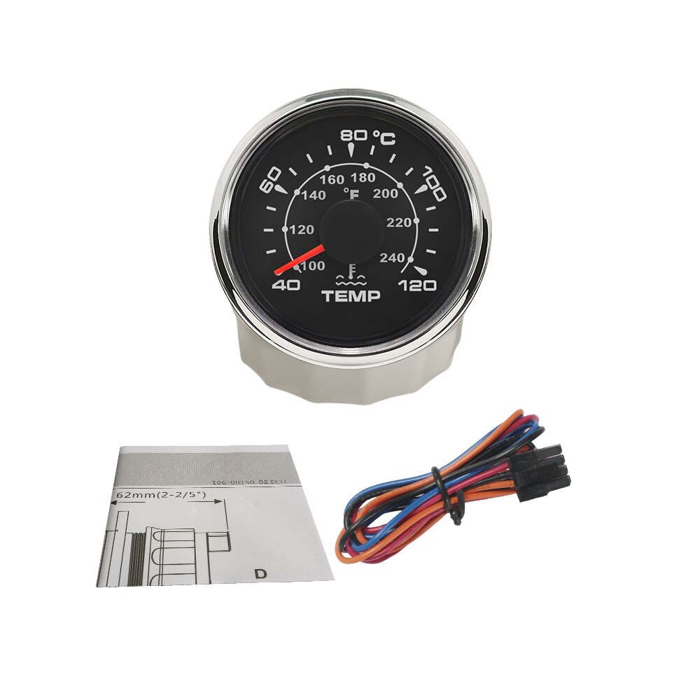 2 "Universal Water Temp Meter Auto Temperatuur Gauge Indicator Voor Motor Motorfiets Rv Auto Yacht Boot 12V 24V 8 Kleur Backlight