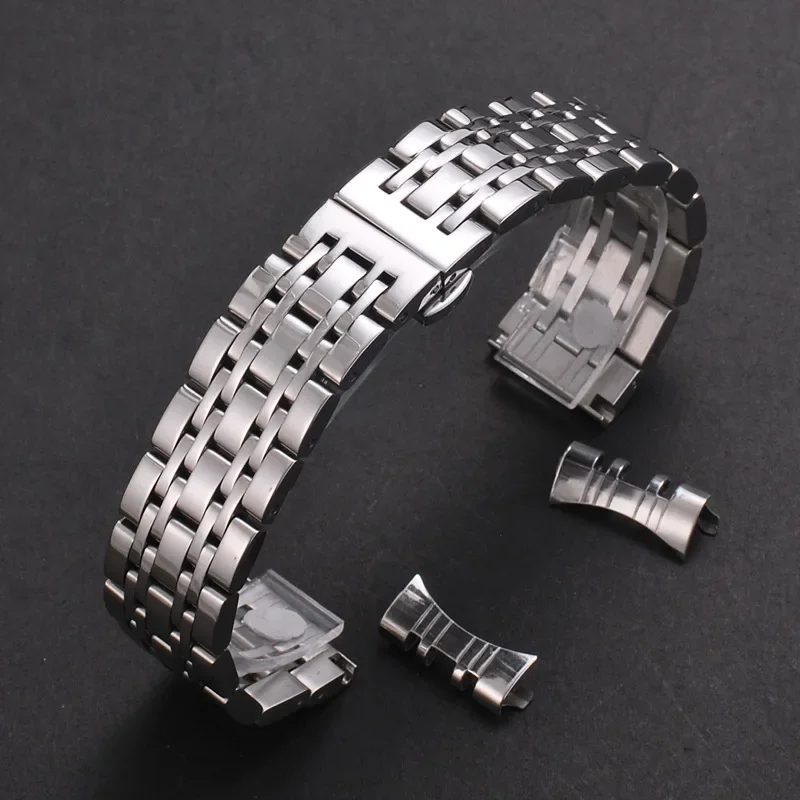 Armband aus gebogenem Ende, Arc-Metall-Armband, 16 mm, 18 mm, 19 mm, 20 mm, 21 mm, 22 mm, massives Edelstahl-Uhrenarmband für TISSOT Butterfly-Schnalle: Silber / 20mm