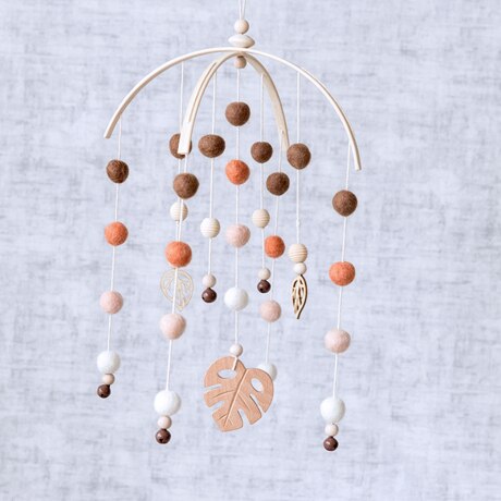 Baby Rattles Mobile Wooden Beads Trojan Wind Chimes Baby Toys For Kids Room Bed Hanging Decor Tent Decor Photography Props: Leaf set