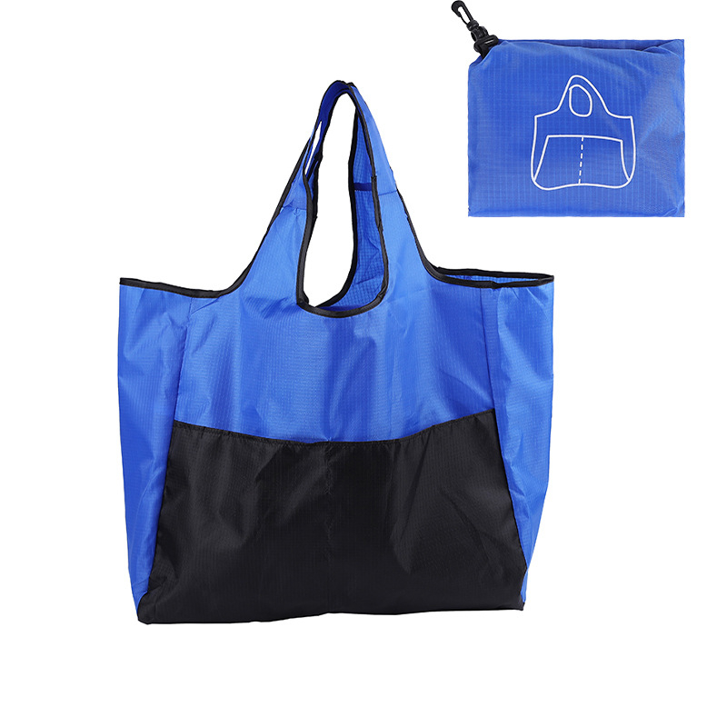 Big Folding Shopping Bag Large Capacity Portable Reusable Waterproof Grocery Shoulder Handbags for Travel: CORAL