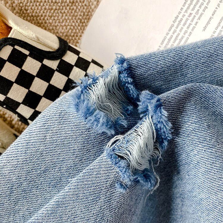 Zomer Jongens 1-8 Jaar Unisex Ripped Jeans Kids Kinderen Losse Alle-Wedstrijd Gebroken Denim Broek