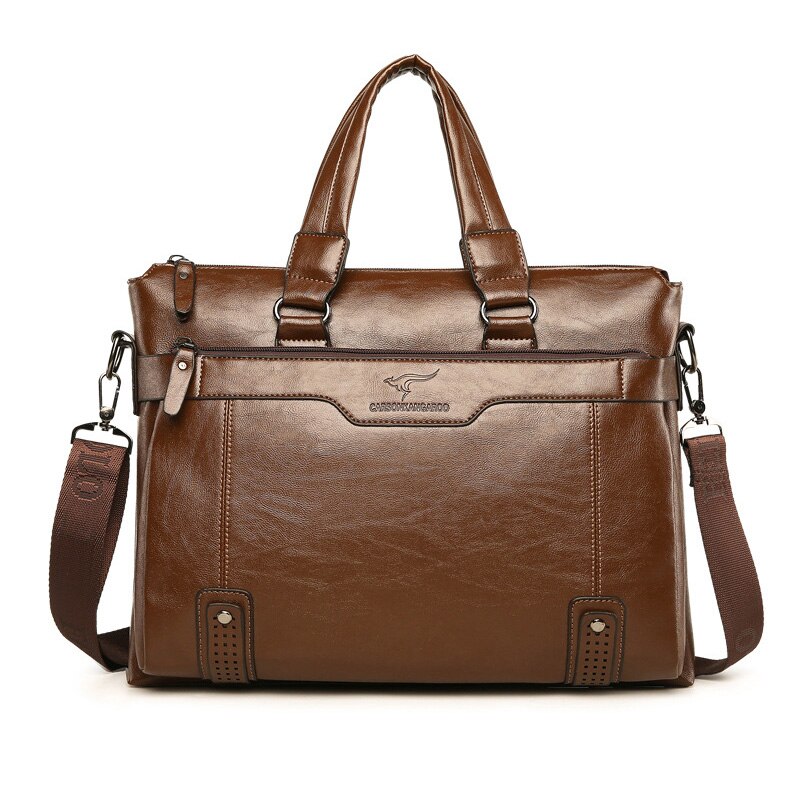 Retro tas schoudertas heren aktetas grote capaciteit zakelijke documenten messenger bag handtassen man crossbag voor computer laptop: Bruin