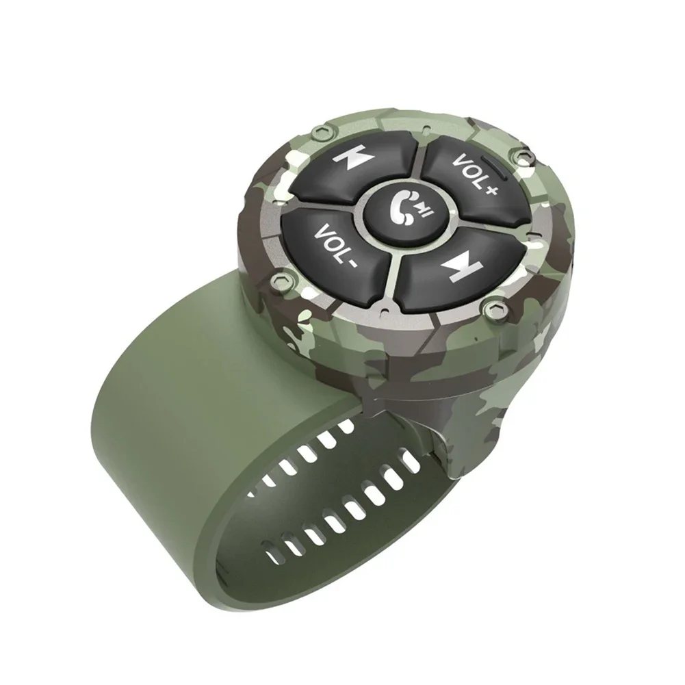 Pulsante multimediale Bluetooth telecomando IPX6 tipo cinturino impermeabile controllore senza fili per volante per auto, bici, moto: rosso