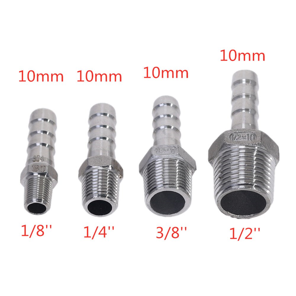 Rvs 304 BSP Buitendraad Pijp X Barb Slangtule Reducer Pagode Joint Koppeling Connector