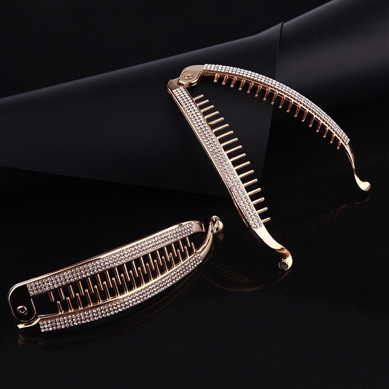 Lange Haaraccessoires Haarspeldjes Elegante Banana Clips Rhinestone Paardenstaart Haarspelden Haar Clip Klem Voor Vrouwen