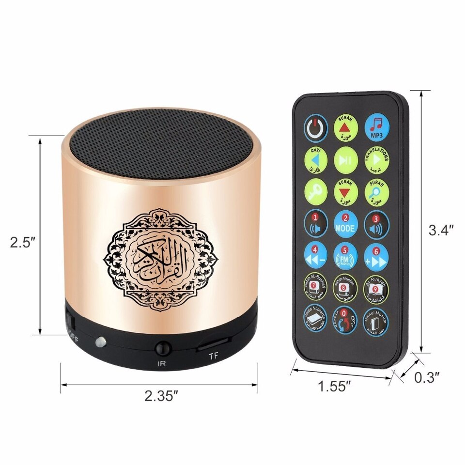 EQUANTU Digitale Koran Speaker 8GB FM Radio met Afstandsbediening 30 Voordragers en 15 Vertalingen Beschikbaar Koran Speler