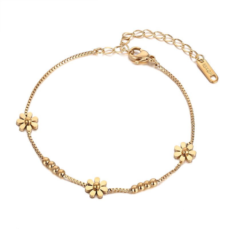 Schone Edelstahl Daisy Armband Top Qualitat Box Kette Armband Fur Frauen Und Madchen Geschenk Gold Farbe Schmuck: Hot Stamping