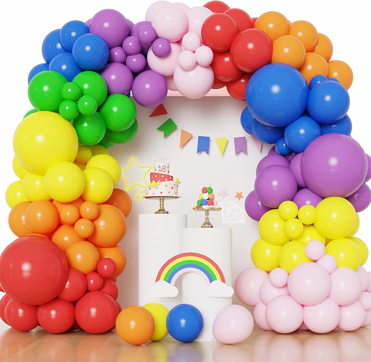kit arco ghirlanda di palloncini arcobaleno colorato kit arco palloncini in reticolo multicolore Decorazione matrimonio Compleanno arredamento ragazzo bambino doccia Bomboniera