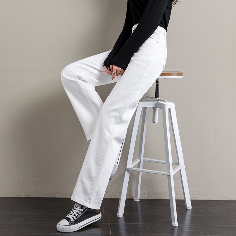 White Jeans Women High Waist Wide Leg Woman Jeans Pants Pantalones Denim Trousers Casual Female Cotton Loose Pants Woman Jeans