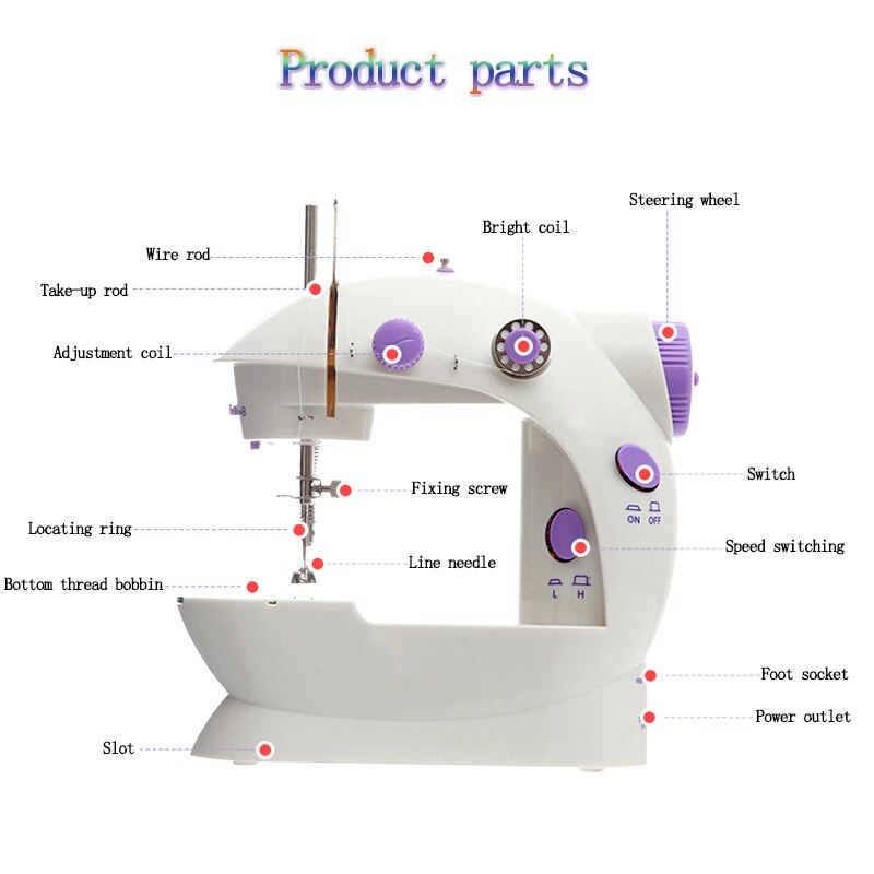 Mini Electrical Sewing Machine Household Portable Sewing Tailor With Lamp Thread Cutter Dual Speed Adjust Desktop Sewing Machine