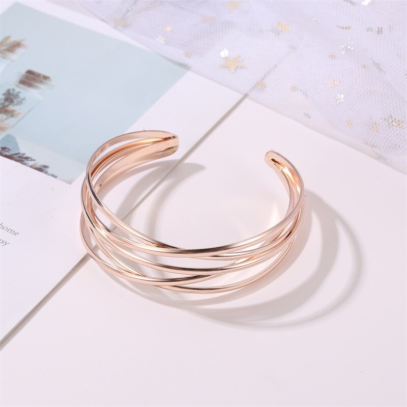 Guld enkel metal linje armbånd til kvinders smykker åbning cross pige armbånd smykker