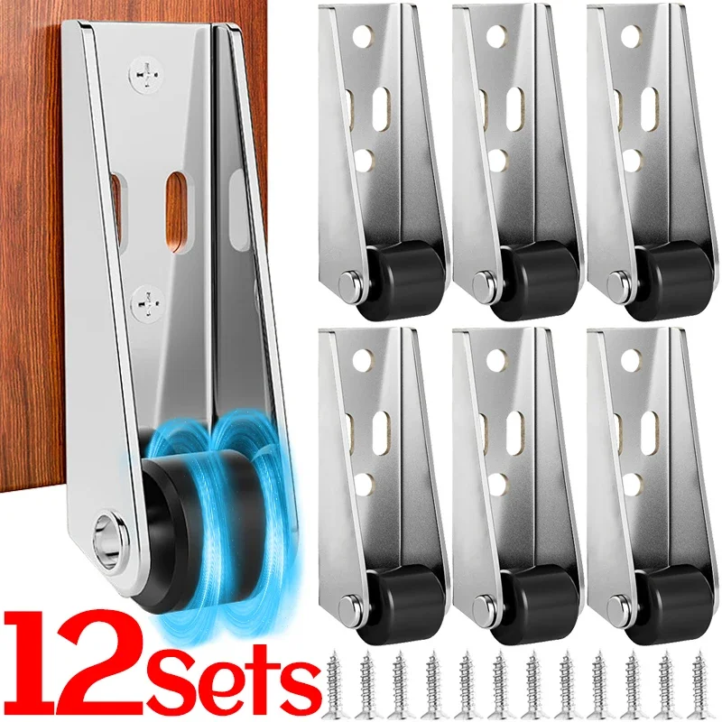 1/12 juegos de ruedas de puerta corredera direccionales verticales de polea de pista de puerta lateral silenciosa Mini rueda suave sin esfuerzo para muebles del hogar