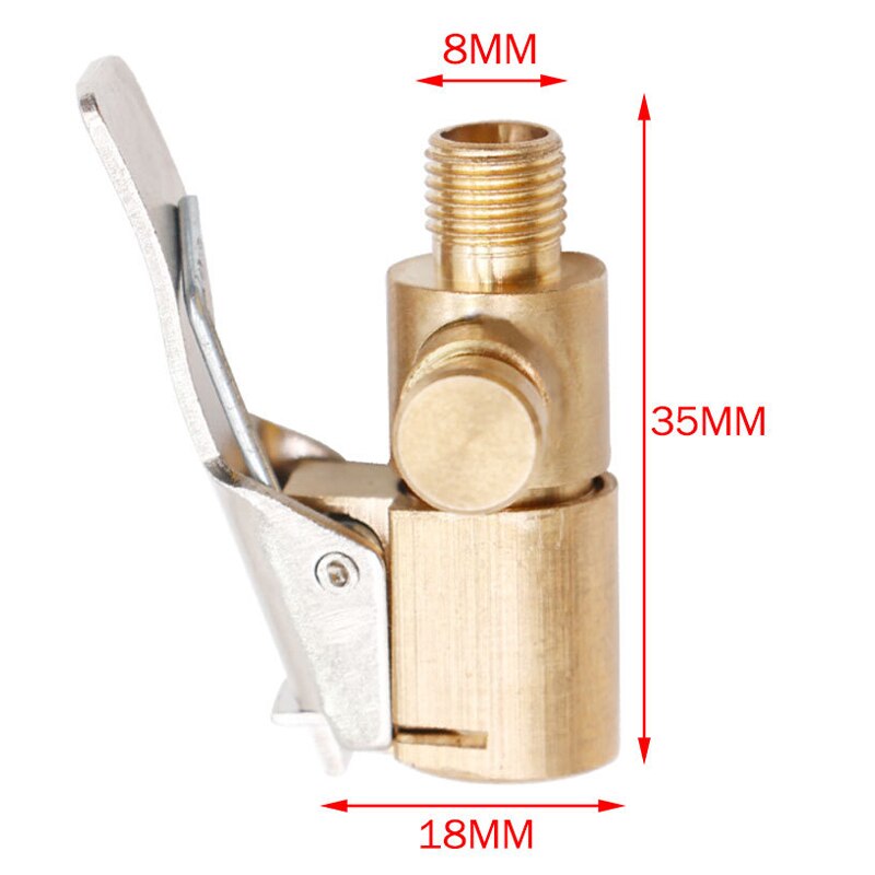 Bærbar bil auto messing 8mm dekk hjul dekkventil luftchuck inflator pumpe ventil klips klemmekobling adapter biltilbehør