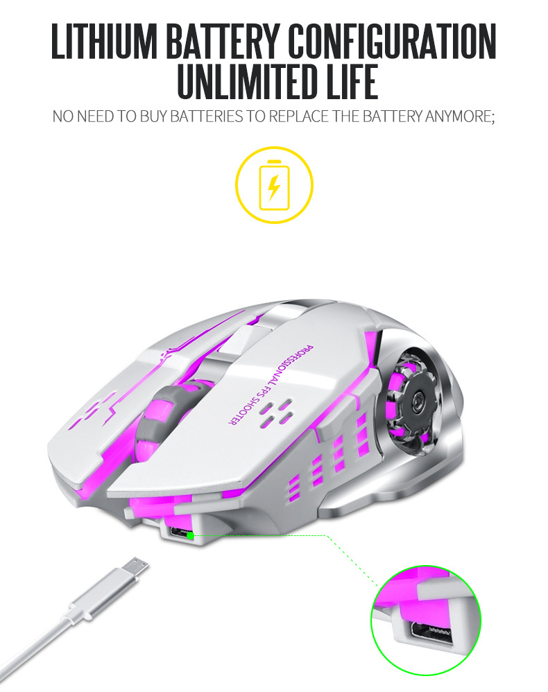 BENTOBEN Wireless 2.4G USB Optical Gaming Mouse 2400DPI Gamer Mouse Backlit Rechargeable Silent Mice For PC Laptop