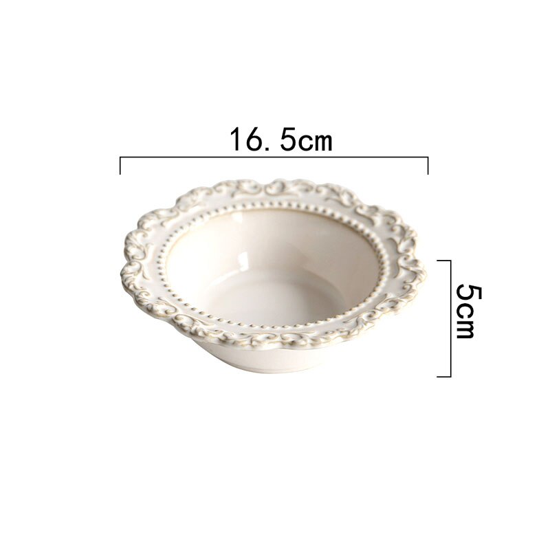 Fransk barok vintage relief middagstallerken nordisk vintage ensfarvet udskæringsfade og tallerkensæt husholdnings køkkenudstyr: 16.5 x 5cm- bwol