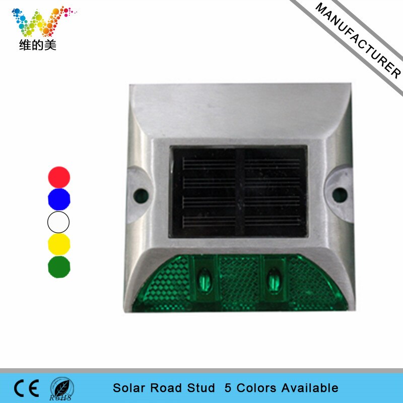 One Side Solar Aluminum Led Road Stud Side Walk Park Yard Night Steady Light: green
