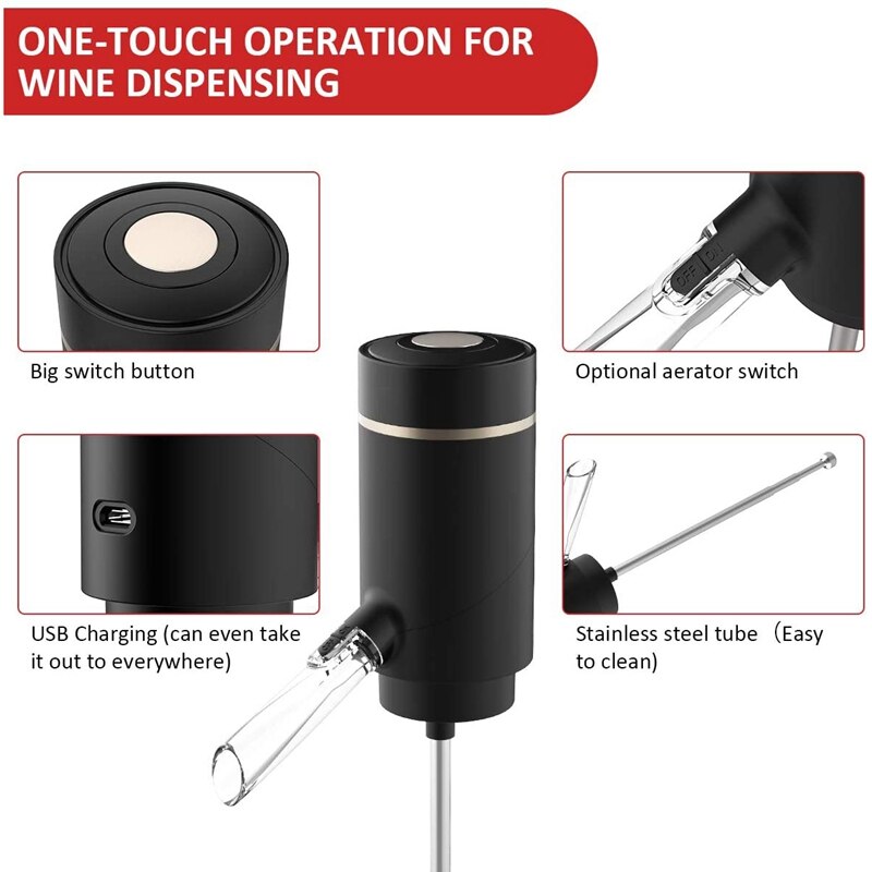 Elektrische Wijn Beluchter Schenker-Multi-Smart Automatische Filter Wijn Dispenser, Een-Druk Wijn Oxidator, on/Off Beluchting