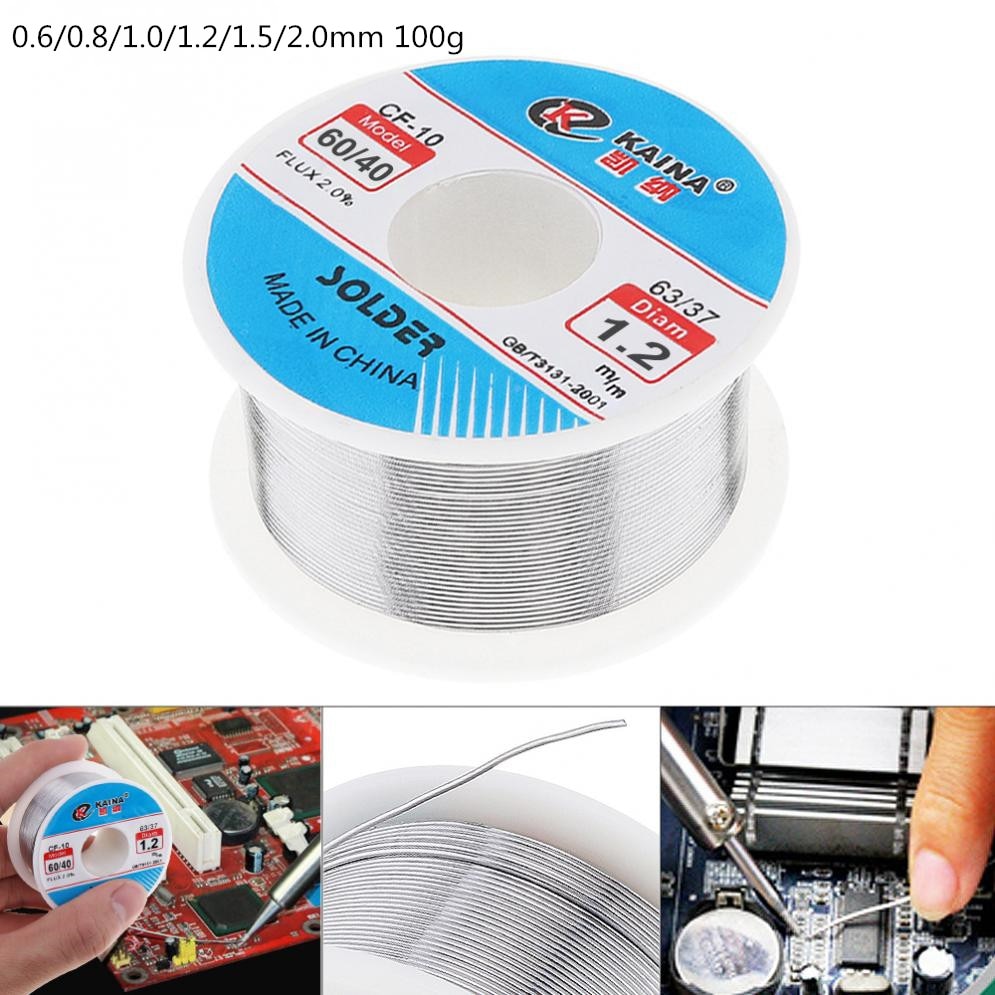 60/40 fil de soudure étain 0.6/0.8/1.0/1.2/1.5/2.0mm 100g plomb rouleau propre colophane soudure noyau fil à souder 2% Flux
