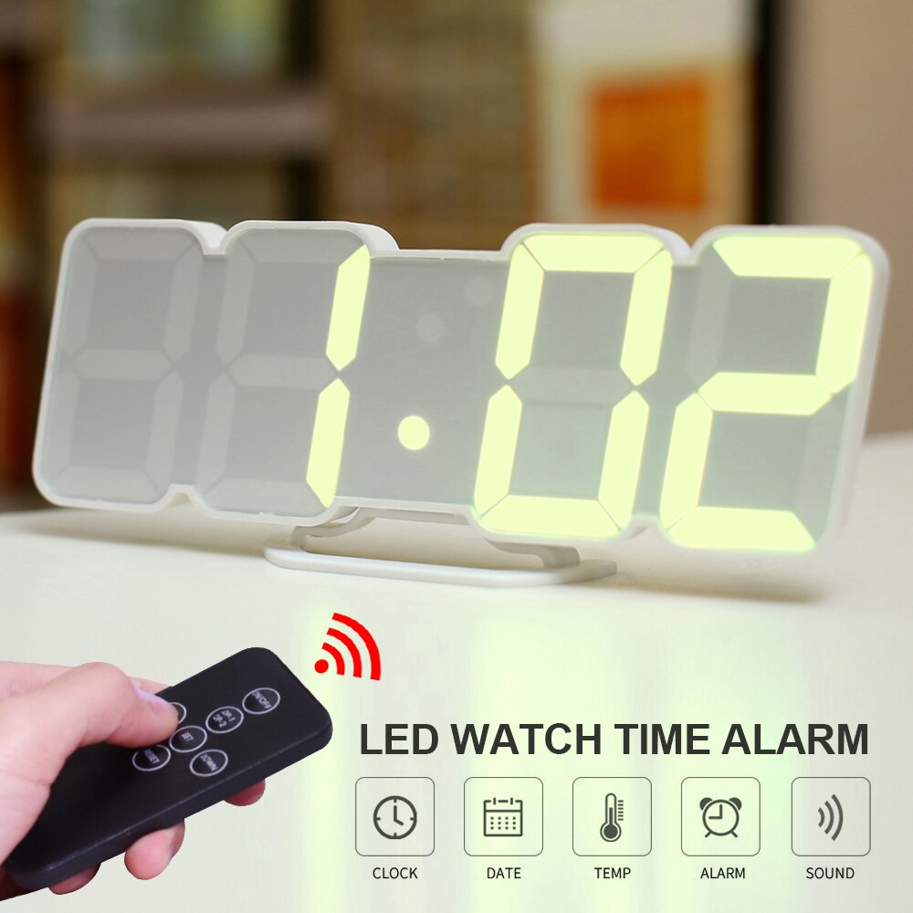 Aktualisierung 3D Fernbedienung Digitale Wanduhr 115 Farben LED Tisch Uhr Zeit Alarm Temperatur Datum Klang Kontrolle Nacht Licht