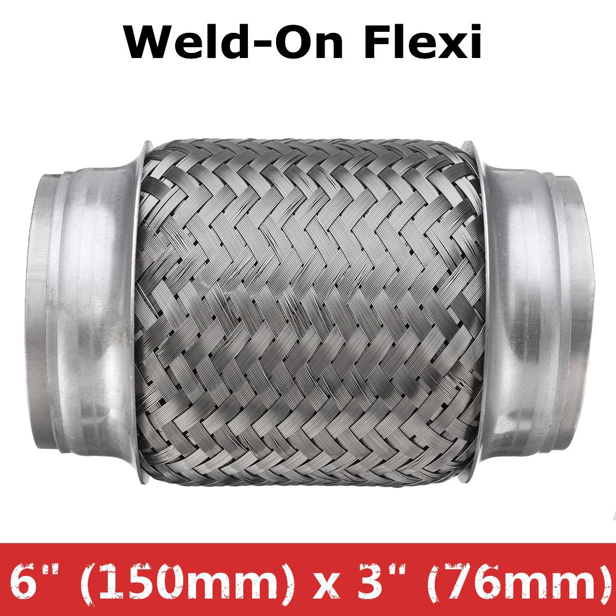 1/2X Stainless Steel Exhaust Pipe Weld-On 3" x 6" Mufflers Exhaust Flex Tube Joint Flexi Repair Flexi pipe 76mm x 150mm 762226