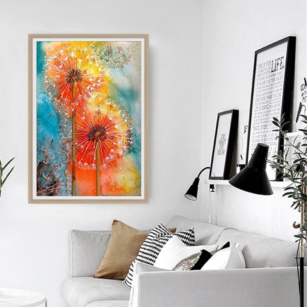 Full Drill DIY Crystal Diamond Painting Landscape Pictures Cross Stitch Kits: Dandelion