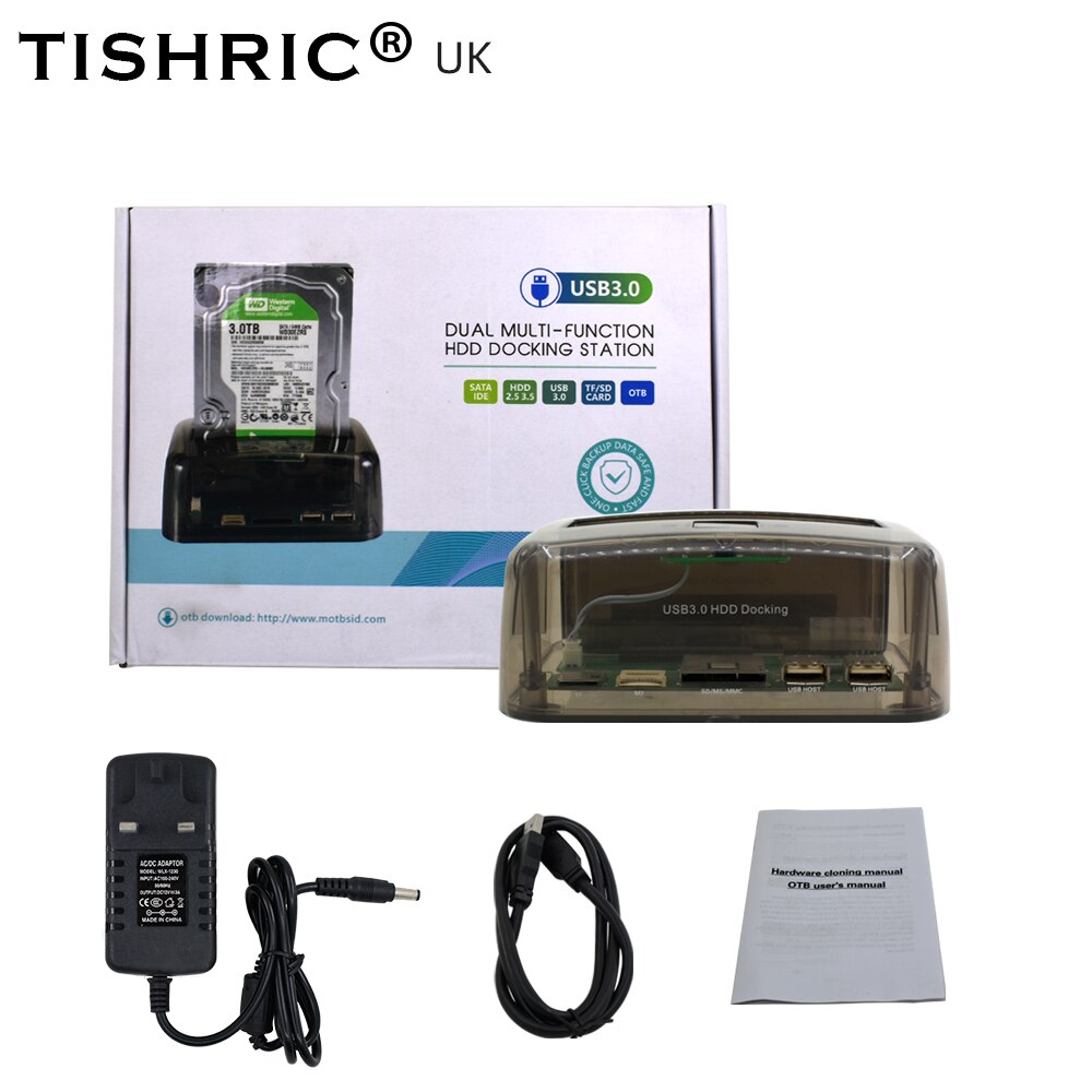 TISHRIC IDE/SATA Multifunctional Hard Disk Case 2.5&quot;/3.5&quot; IDE SATA Hard Drive to USB 3.0 HDD Docking Station External HD Case: UK