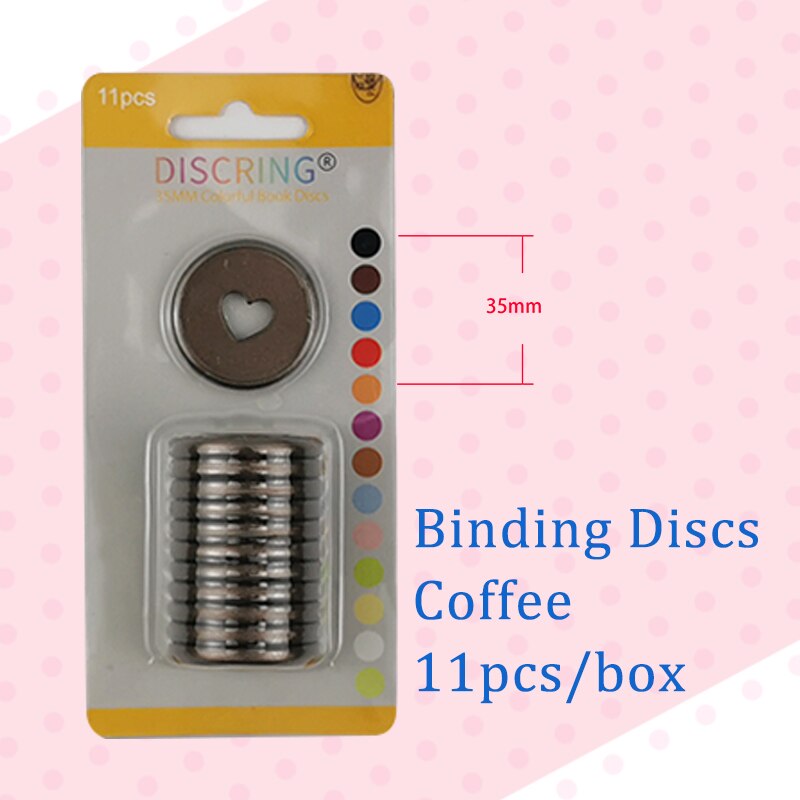 11pcs/1box Colour Mushroom Hole 35mm Plastic Matte Binding Discs Notebook Binder Ring Discs Button Planner Binder DIY Scrapbook: Coffee