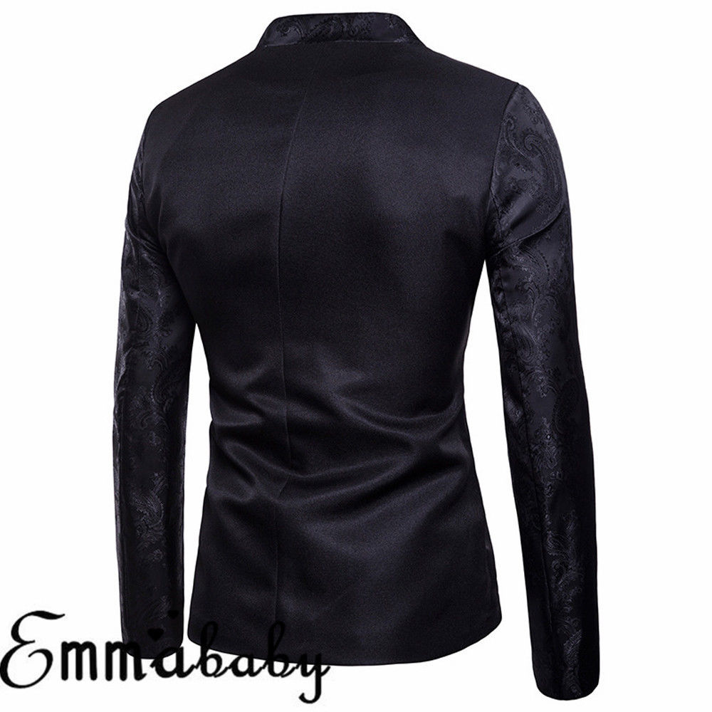 Men's Casual Slim Fit One Button Suit Blazer Business Work Coat Long Sleeve Solid Notched Jacket Outwear