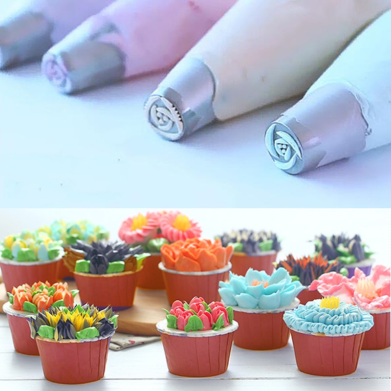 MEEOW 3 stks/set Bakvormen Set Nozzle Cupcake Decor Leuke Rusland Nozzles Piping Tips Tulp Decorating Kleurrijke Bloemen